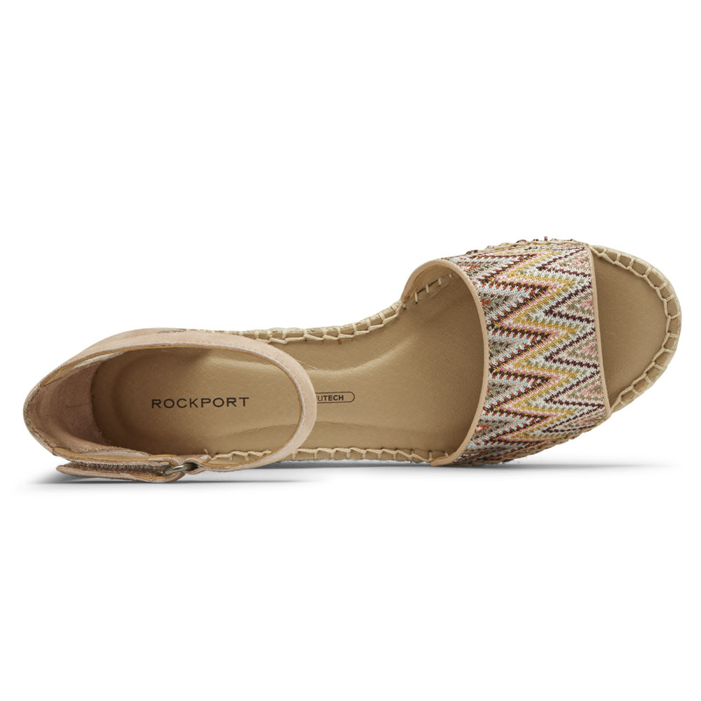 Sandálias Rockport Mulher Caqui - Marah Woven Ankle Strap - 02431UTAX